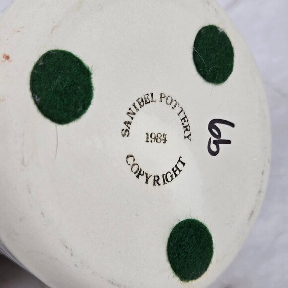 Vintage Sanibel Pottery 1984 Lighthouse Candle Holder Seabirds Cream Blue - Picture 12 of 14